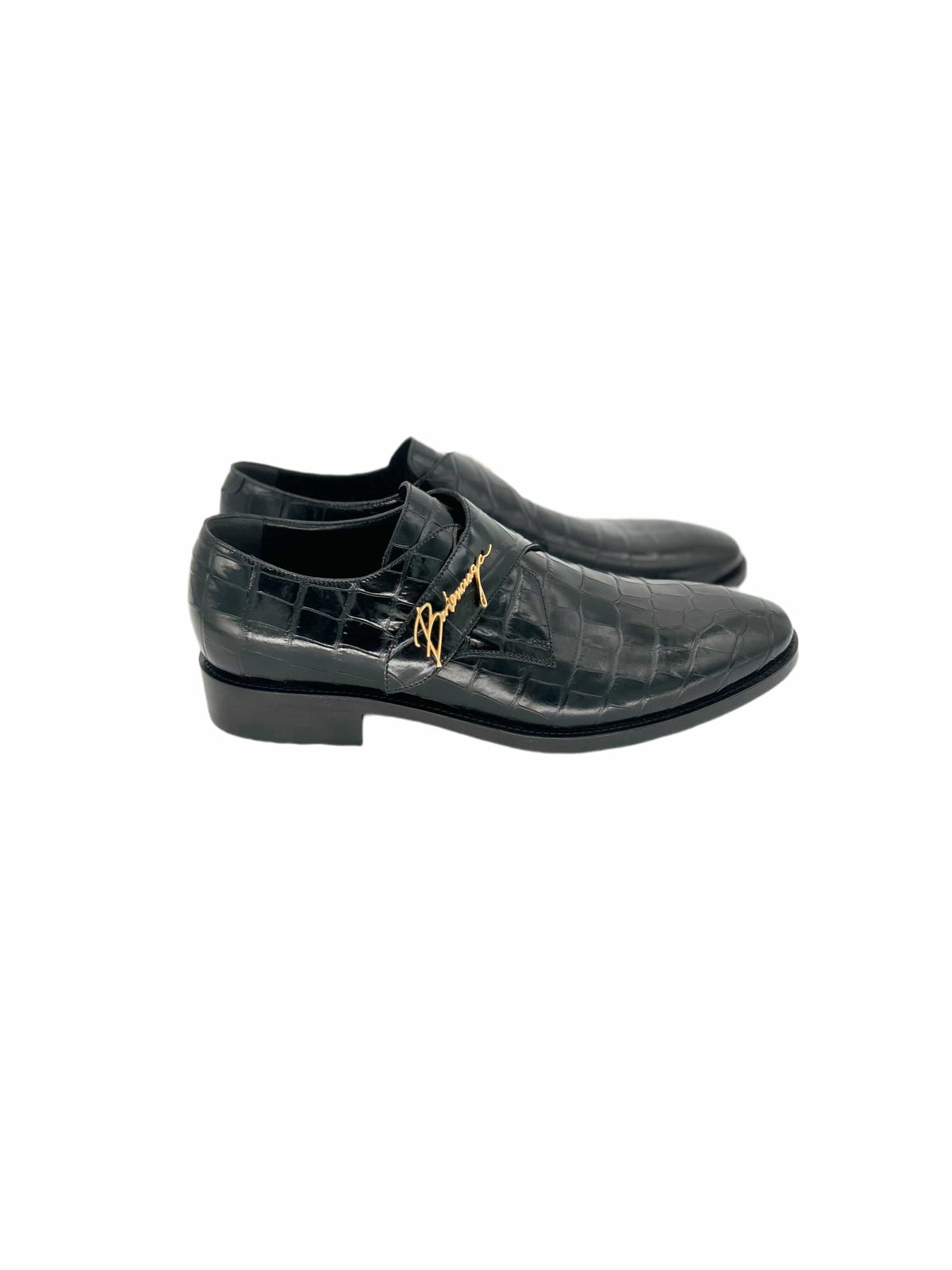 Black City Evening Croc Embossed Shoes