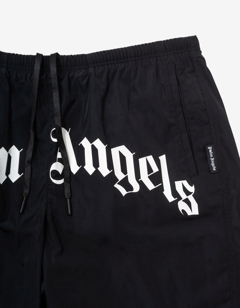 Black Curved Logo Swim Shorts