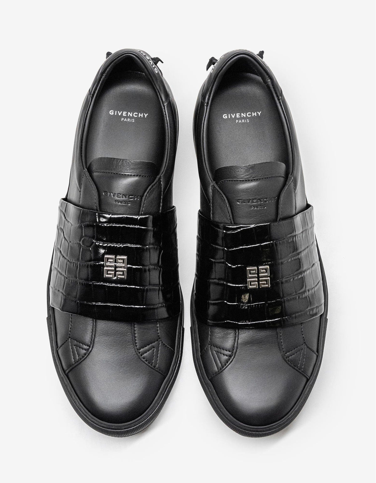 Black Urban Street Crocodile-Embossed Trainers