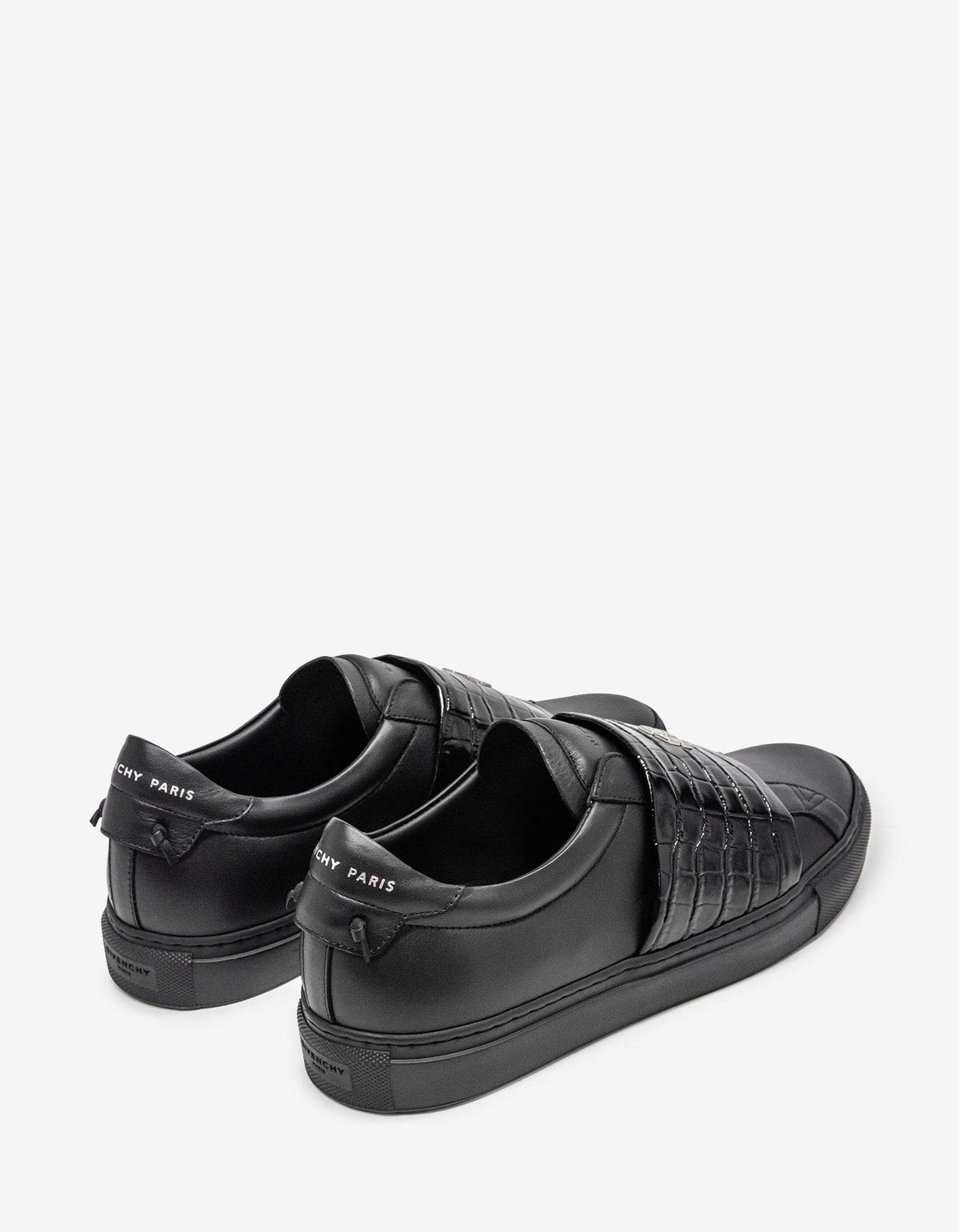 Black Urban Street Crocodile-Embossed Trainers