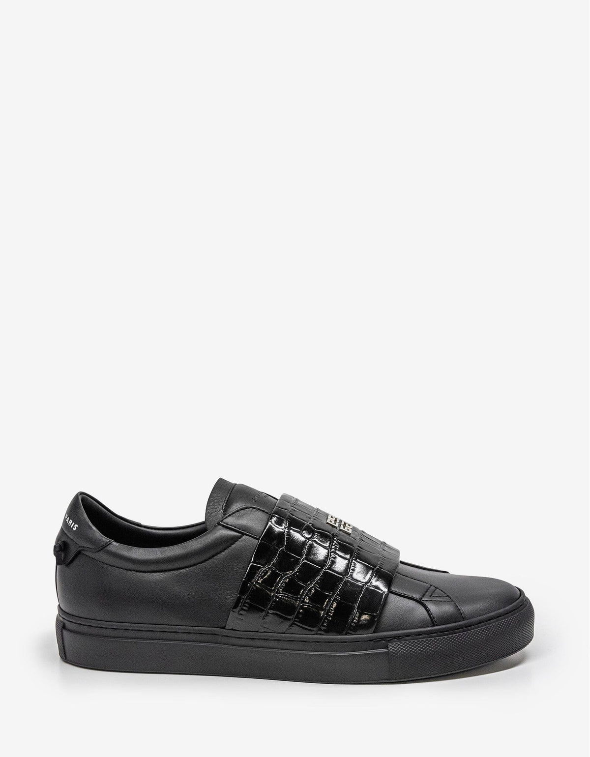 Black Urban Street Crocodile-Embossed Trainers