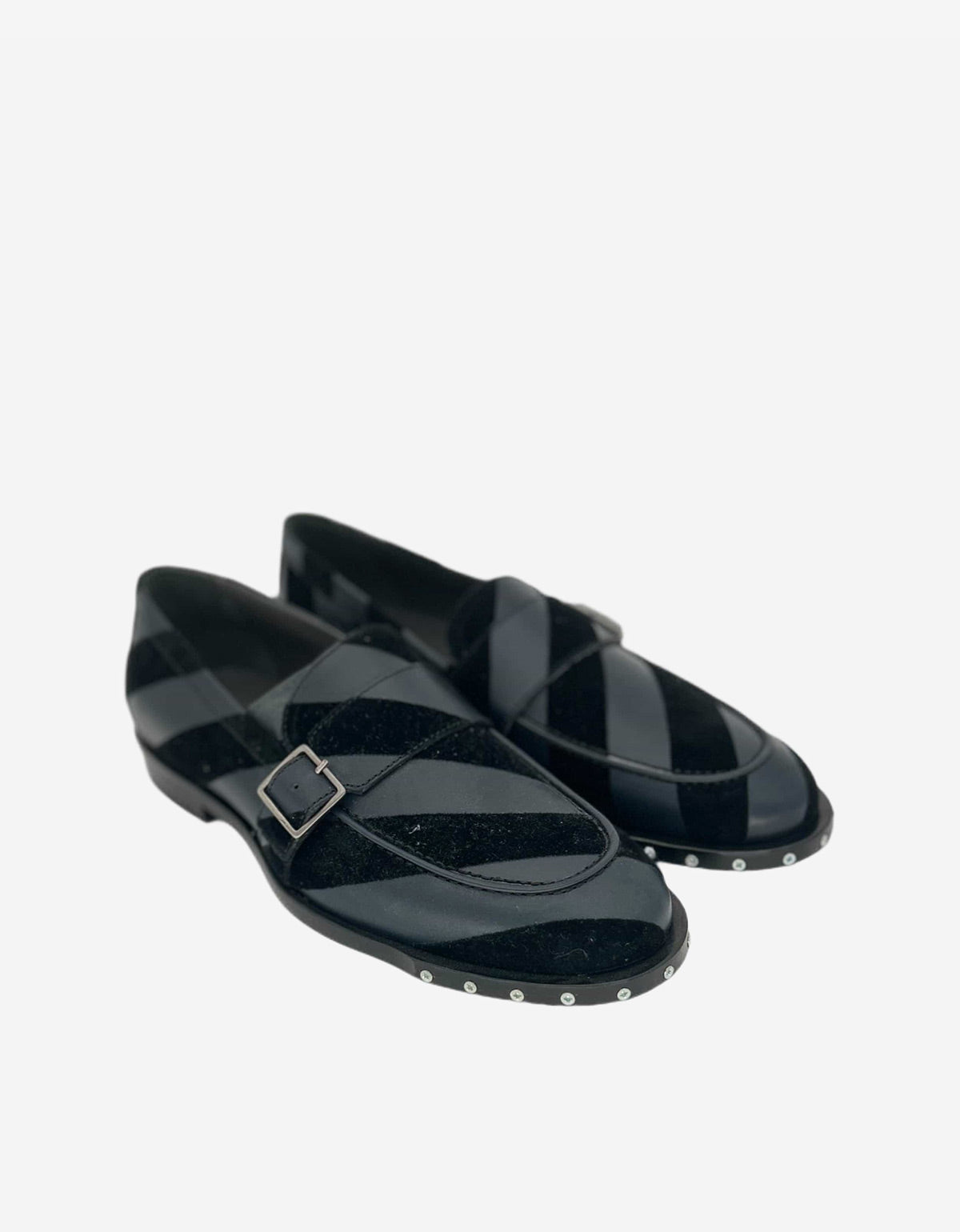 Lanvin Black Velvet Strap Buckle Leather Shoes AM5BWMBVFRC8A 10 