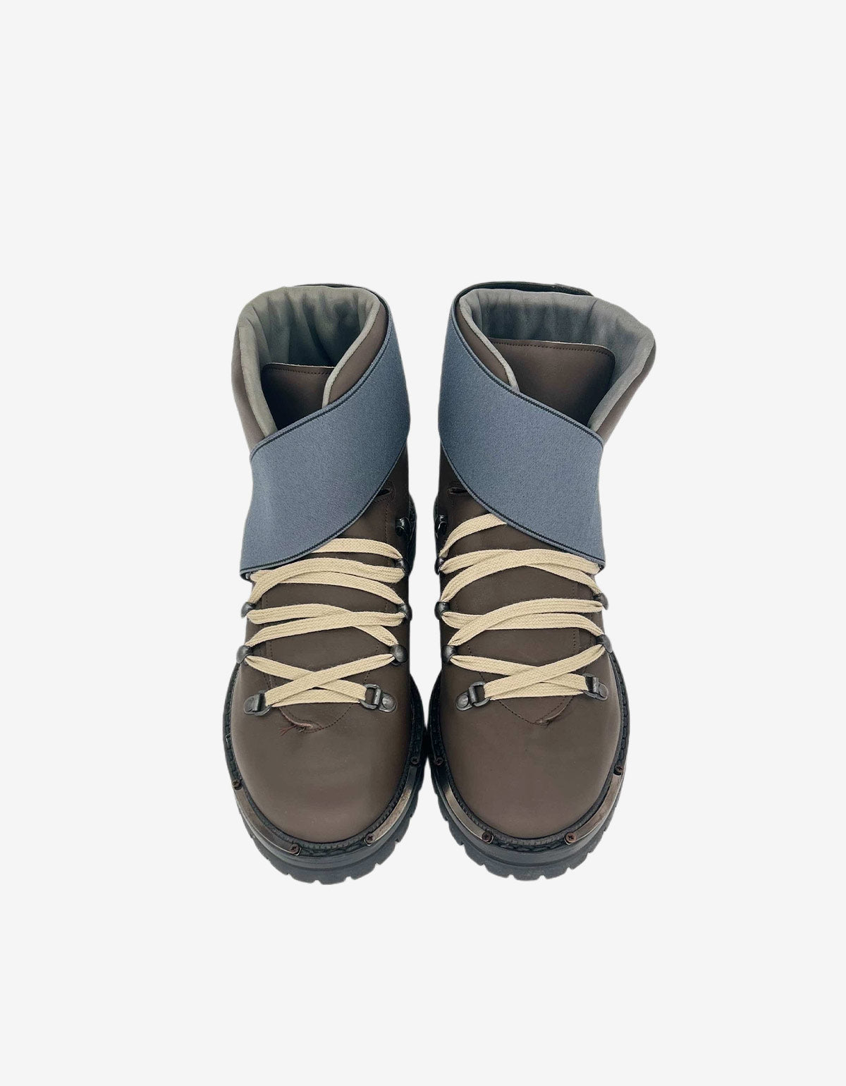 Lanvin Brown Leather Walking Boot With Neoprene Velcro Strap AM5WCB1VVM5B1 60 MARRON