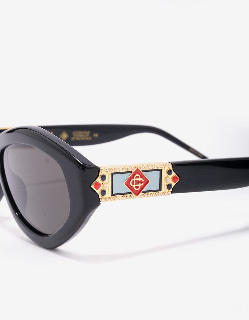 Casablanca Black & Gold Monogram Plaque Sunglasses