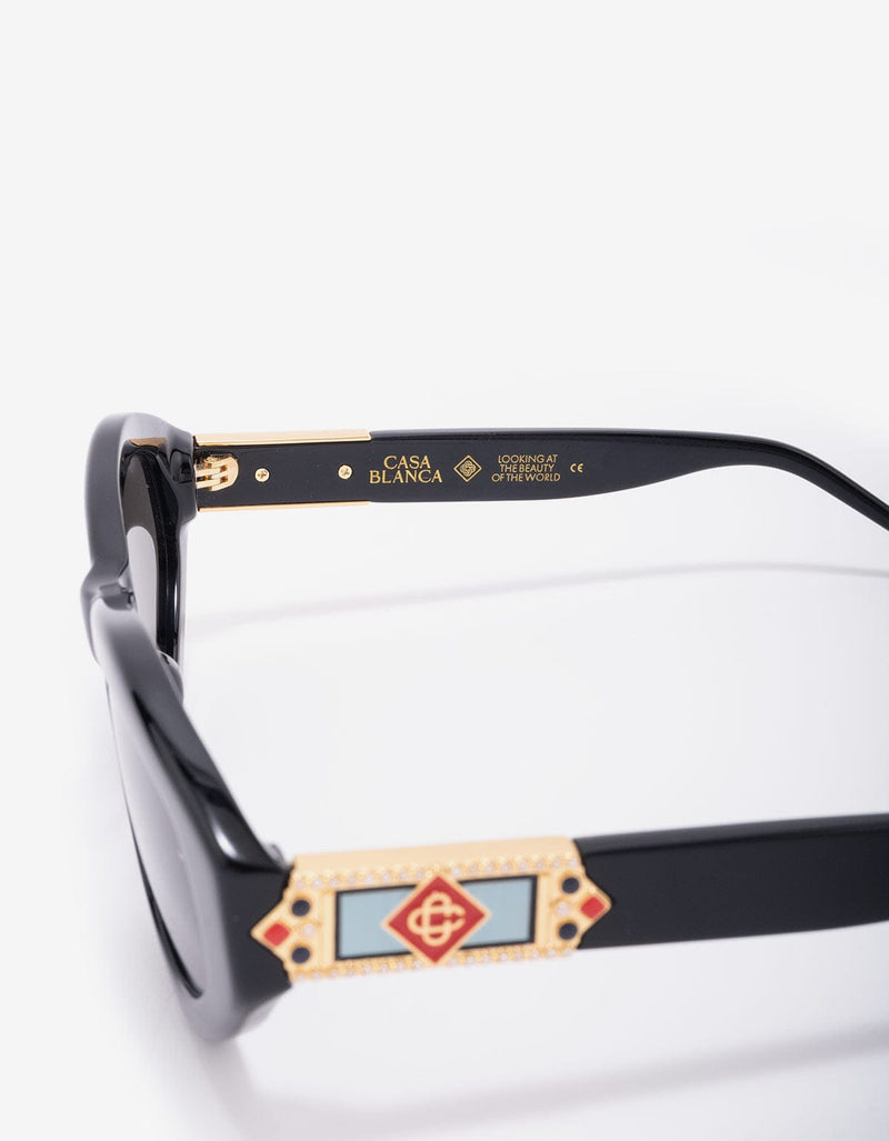 Casablanca Black & Gold Monogram Plaque Sunglasses