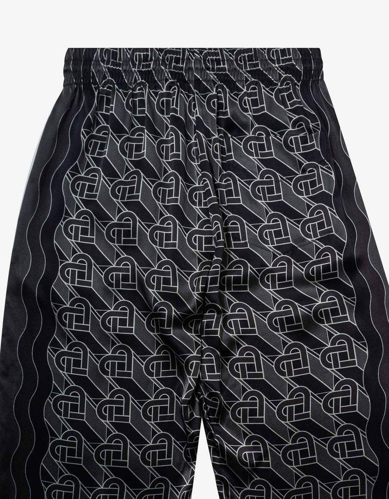 Casablanca Black Heart Monogram Pyjama Silk Trousers