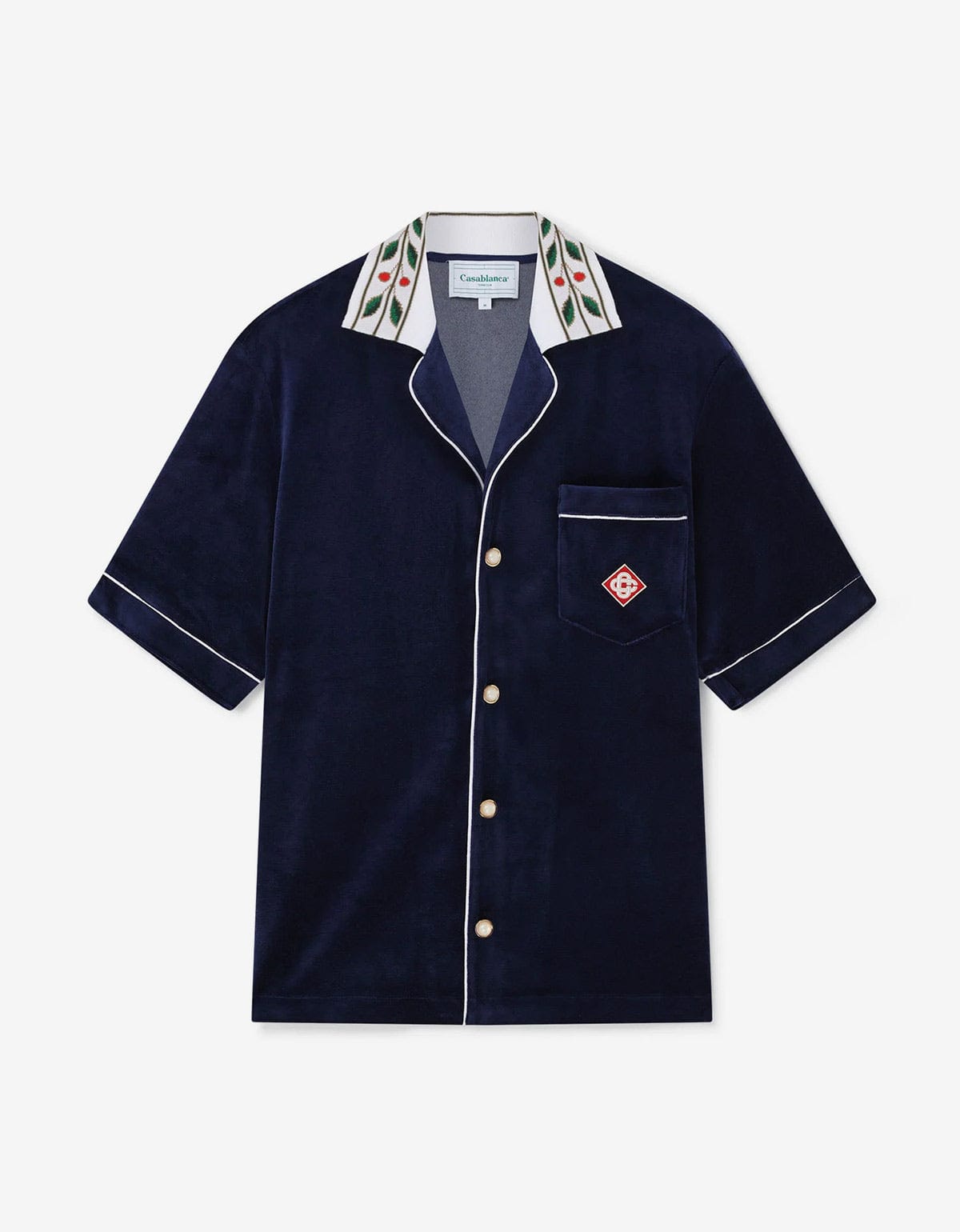 Casablanca Blue Velour Laurel Shirt