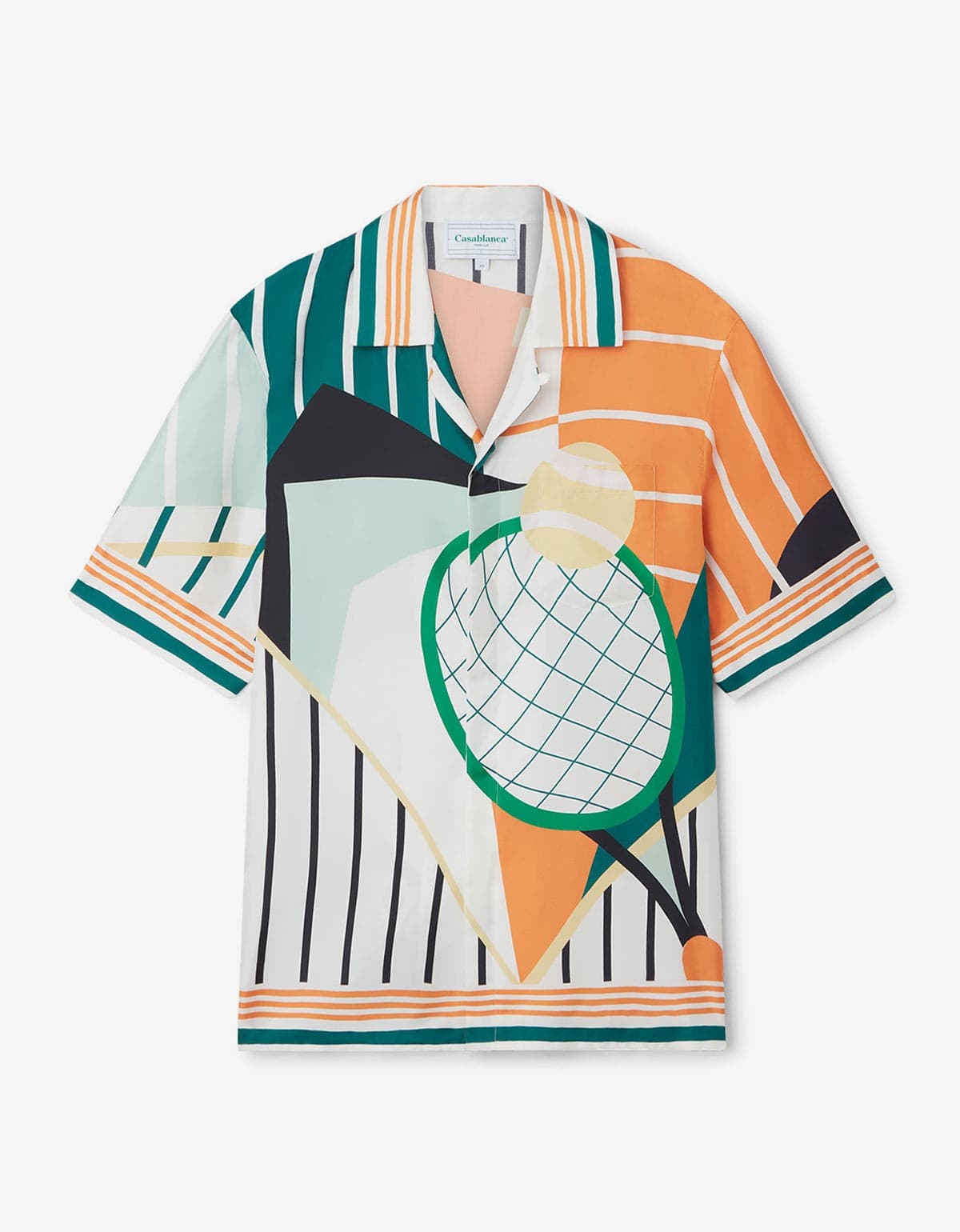 Casablanca Court Abstrait Silk Shirt - S / Orange