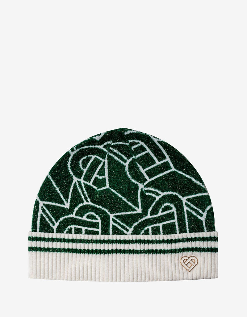 Casablanca Green Heart Monogram Beanie Hat