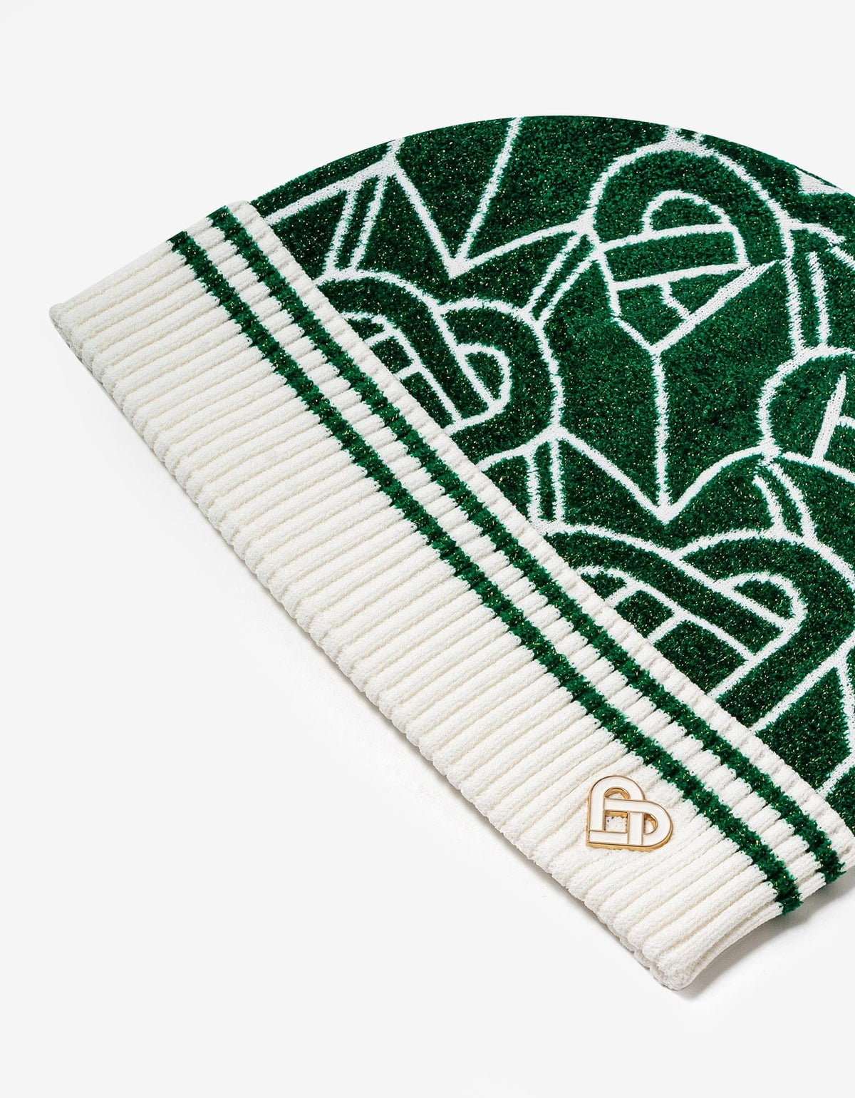 Casablanca Green Heart Monogram Beanie Hat