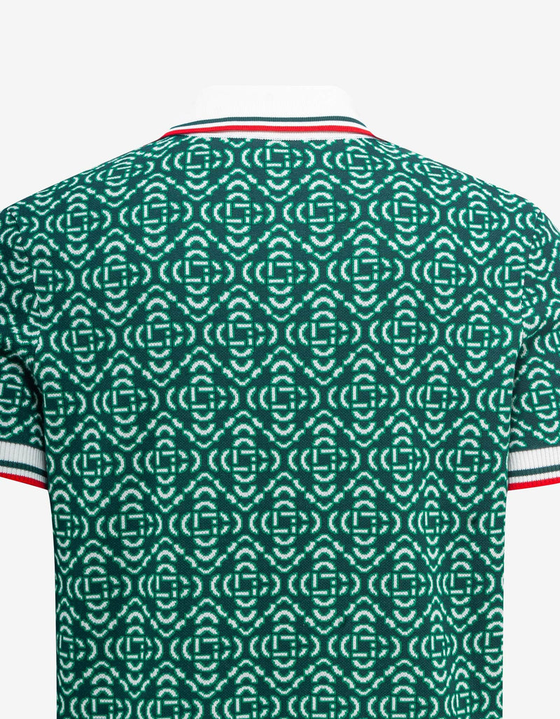 Casablanca Green Logo Jacquard Polo T-Shirt