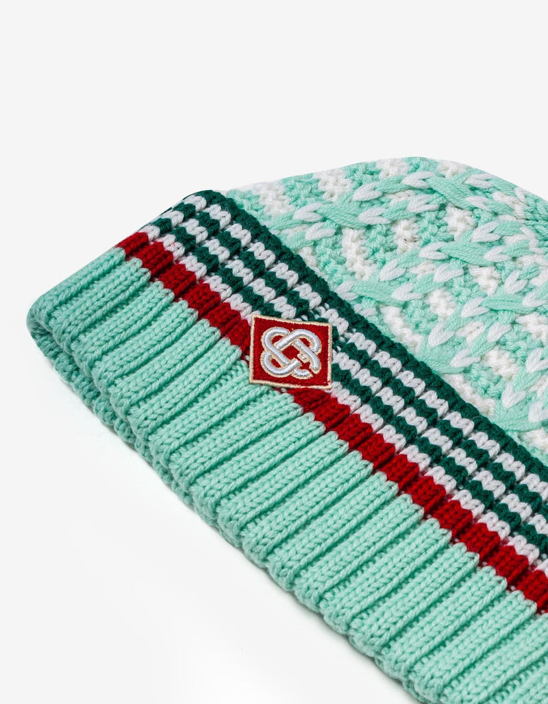 Casablanca Green Textured Knit Beanie Hat