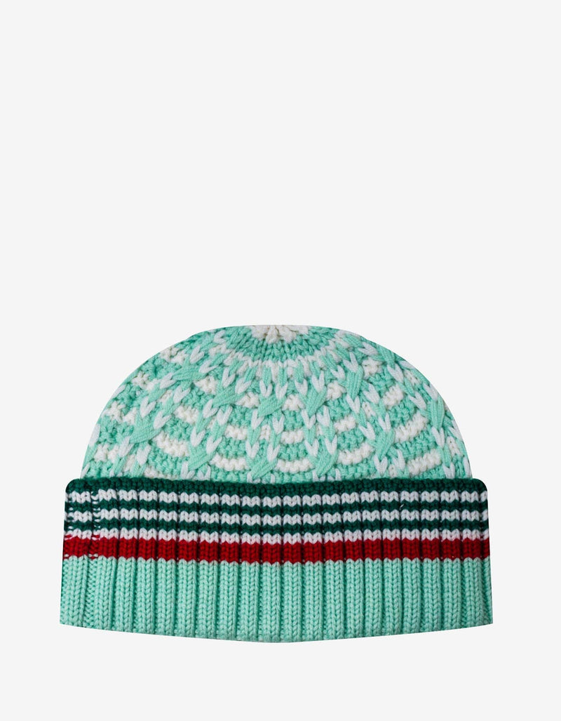 Casablanca Green Textured Knit Beanie Hat