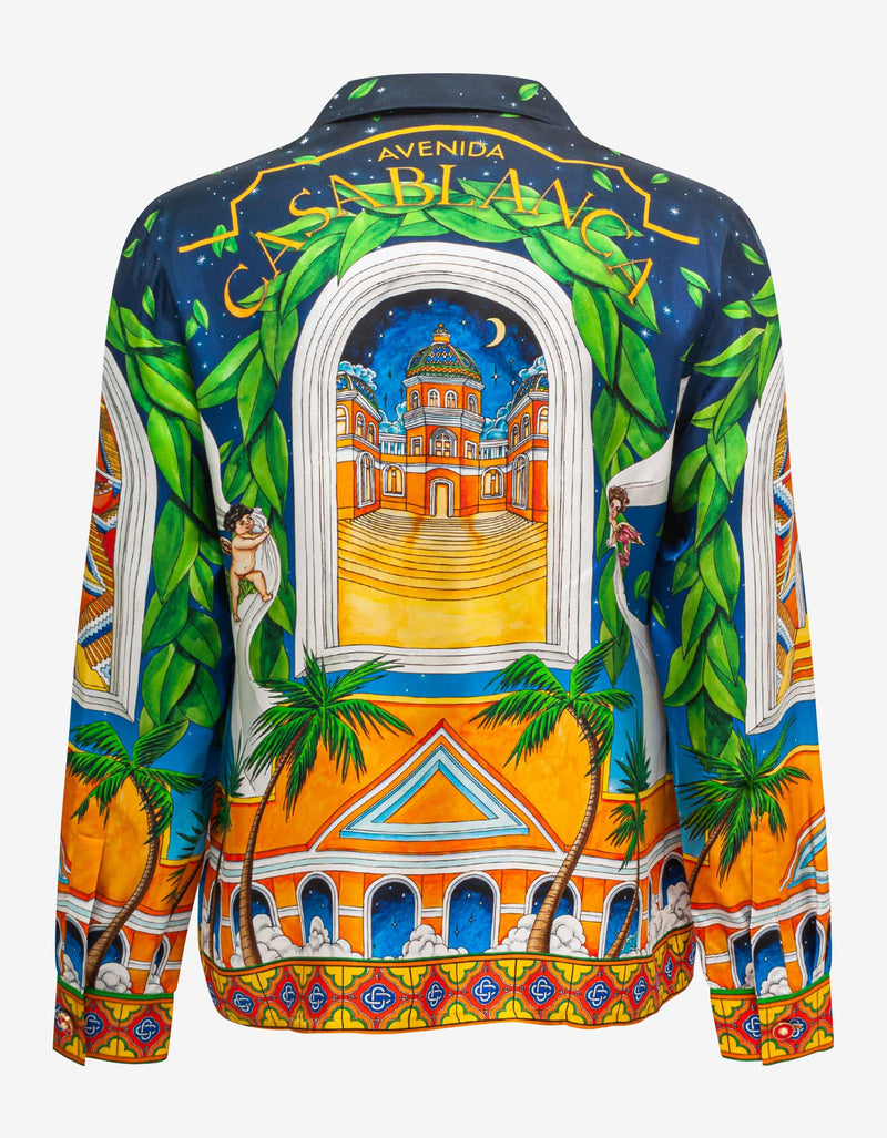 Casablanca Maison D'Ete Cuban Collar Silk Shirt