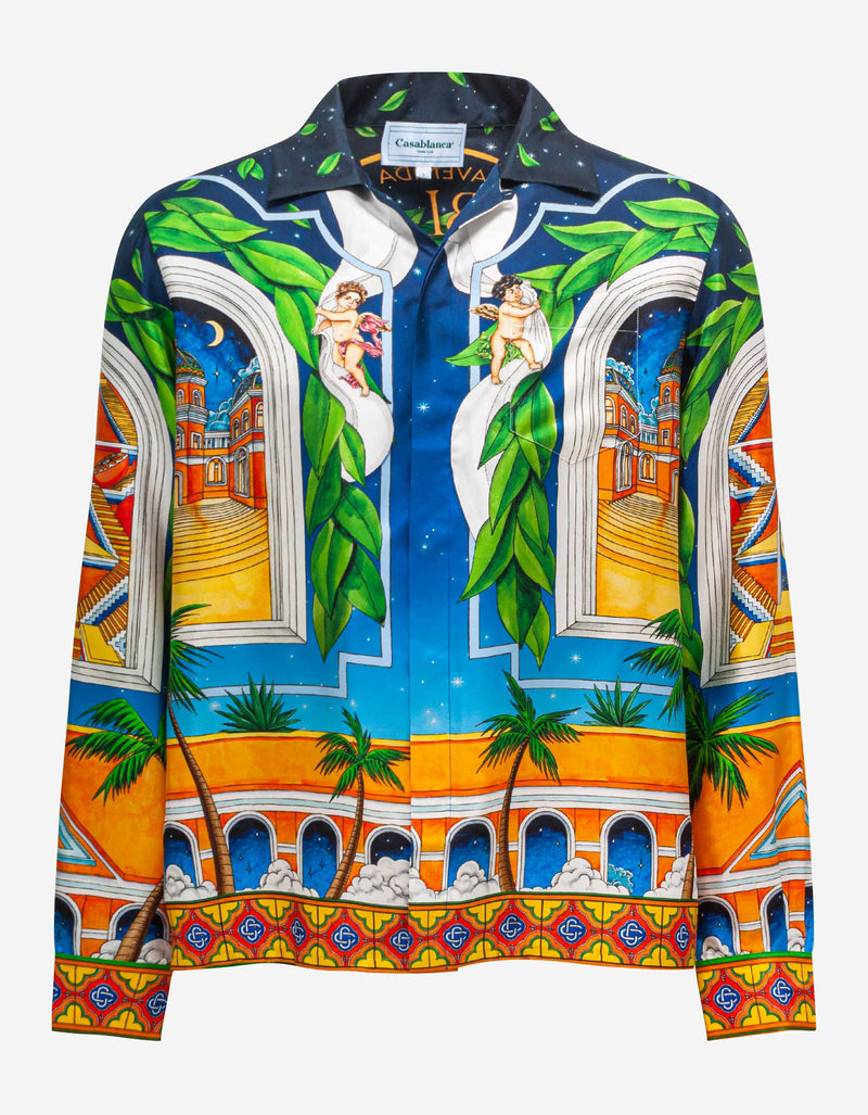 Casablanca Maison D'Ete Cuban Collar Silk Shirt