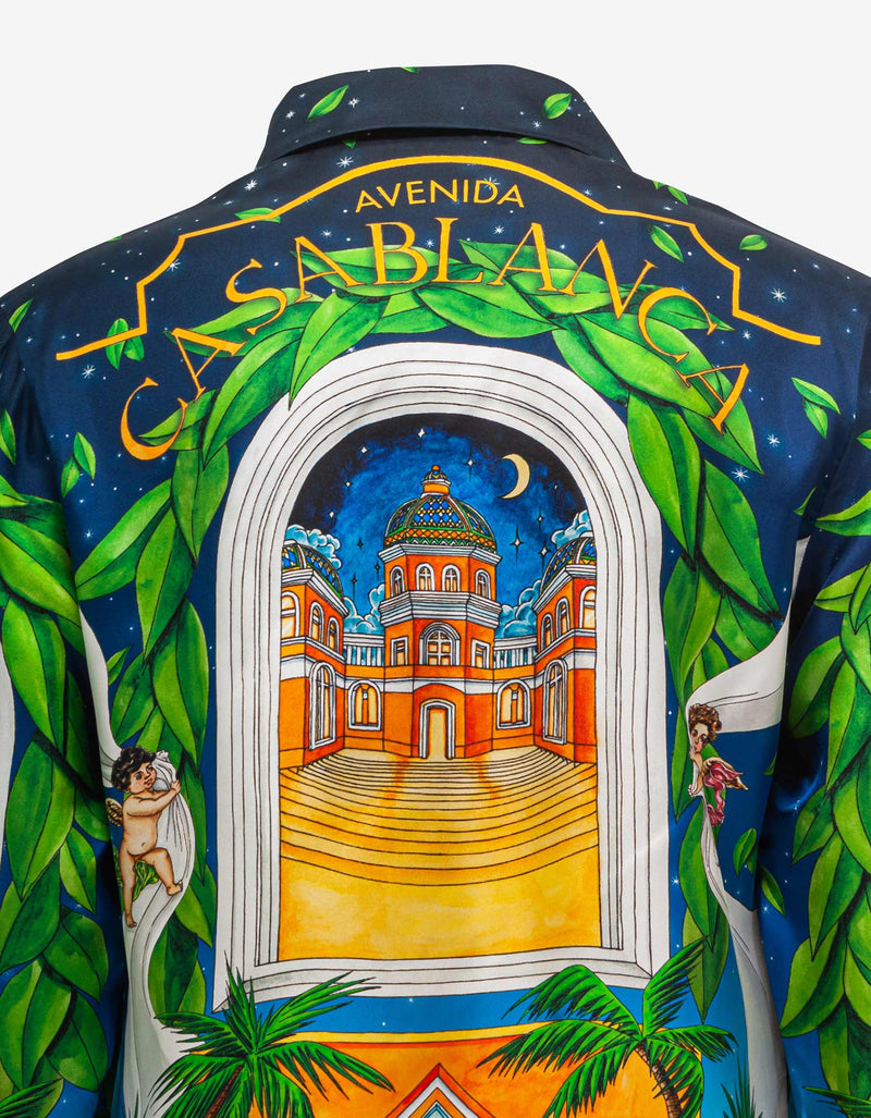 Casablanca Maison D'Ete Cuban Collar Silk Shirt