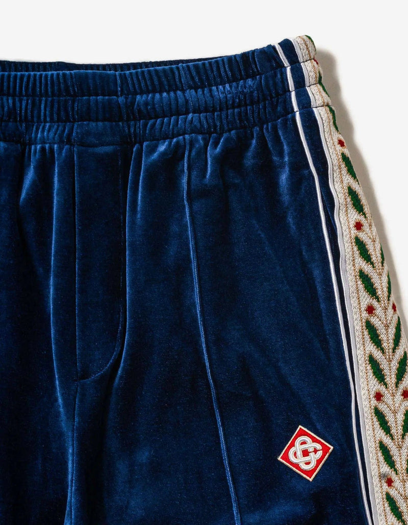Casablanca Navy Blue Laurel Velour Track Pants
