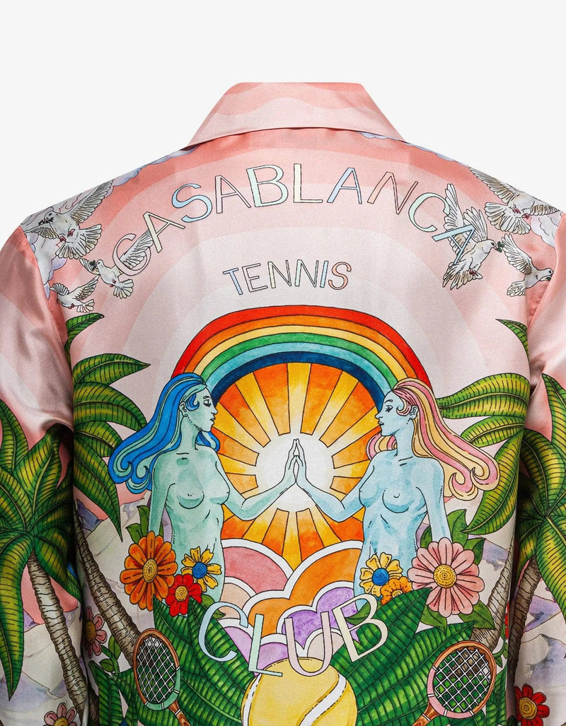 Casablanca Paix Et Amour Tennis Club Silk Shirt