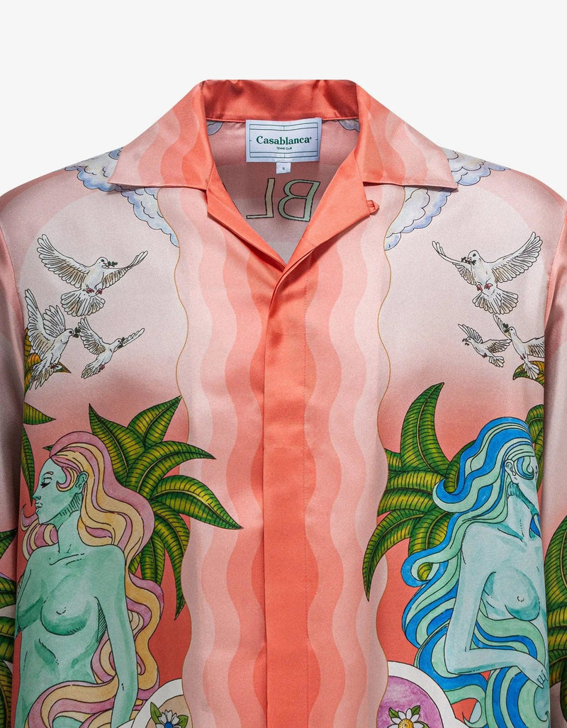 Casablanca Paix Et Amour Tennis Club Silk Shirt