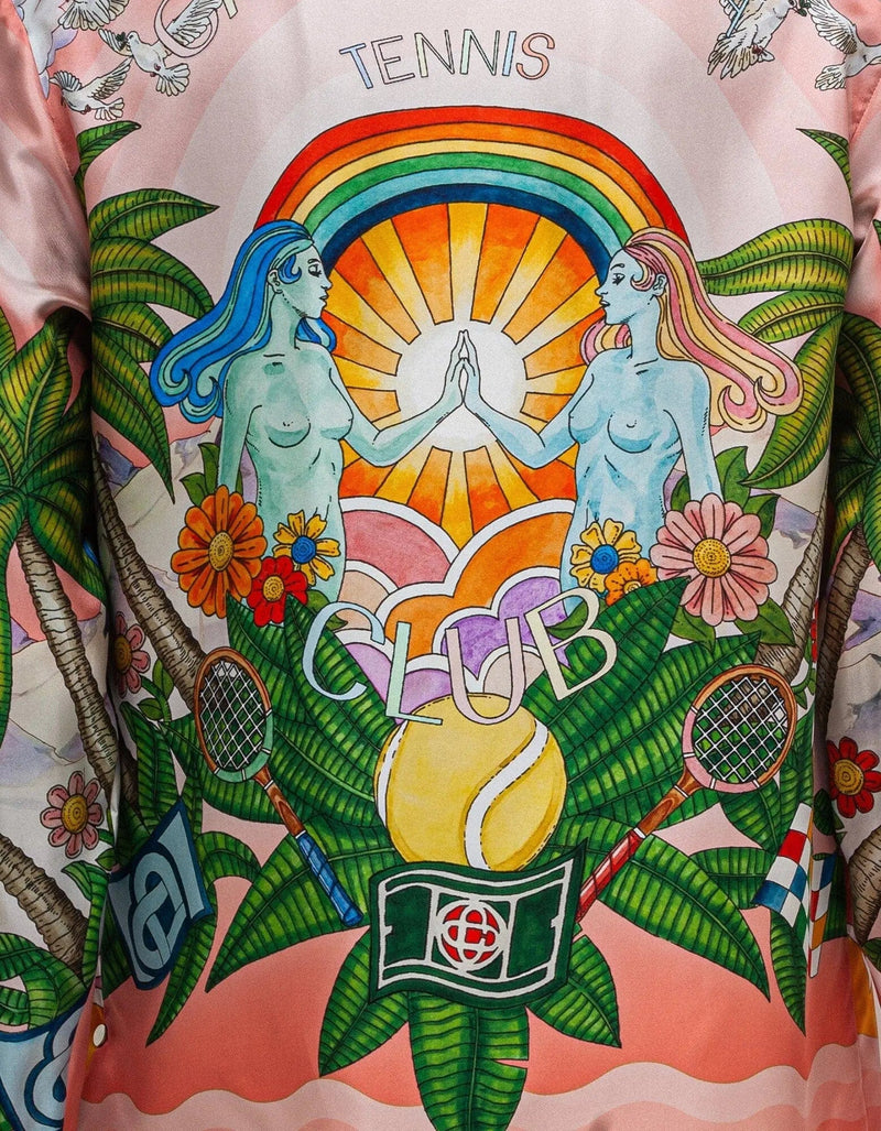Casablanca Paix Et Amour Tennis Club Silk Shirt