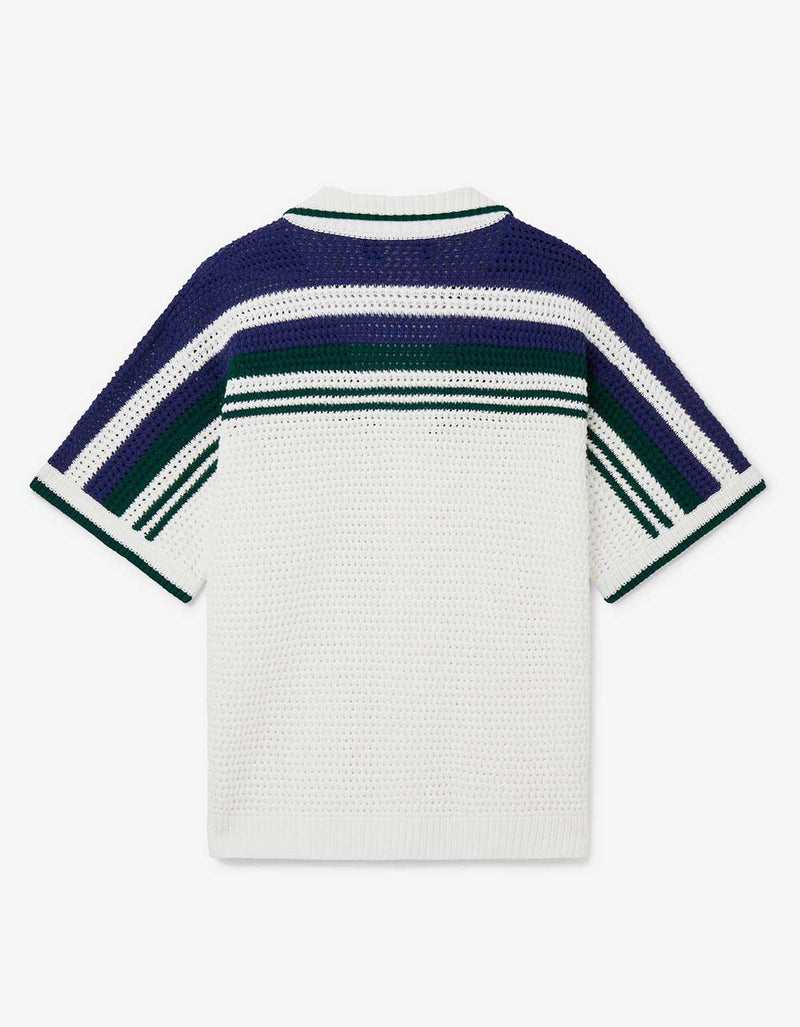 Casablanca White & Blue Crochet Tennis Shirt