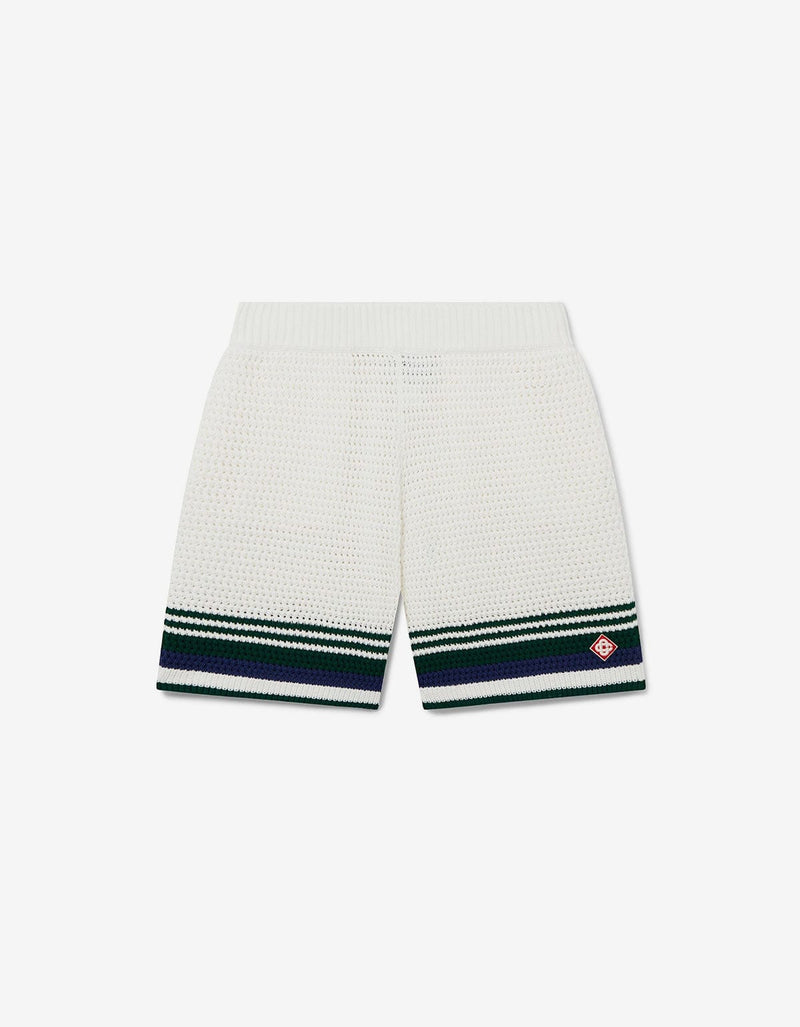 Casablanca White & Blue Crochet Tennis Shorts
