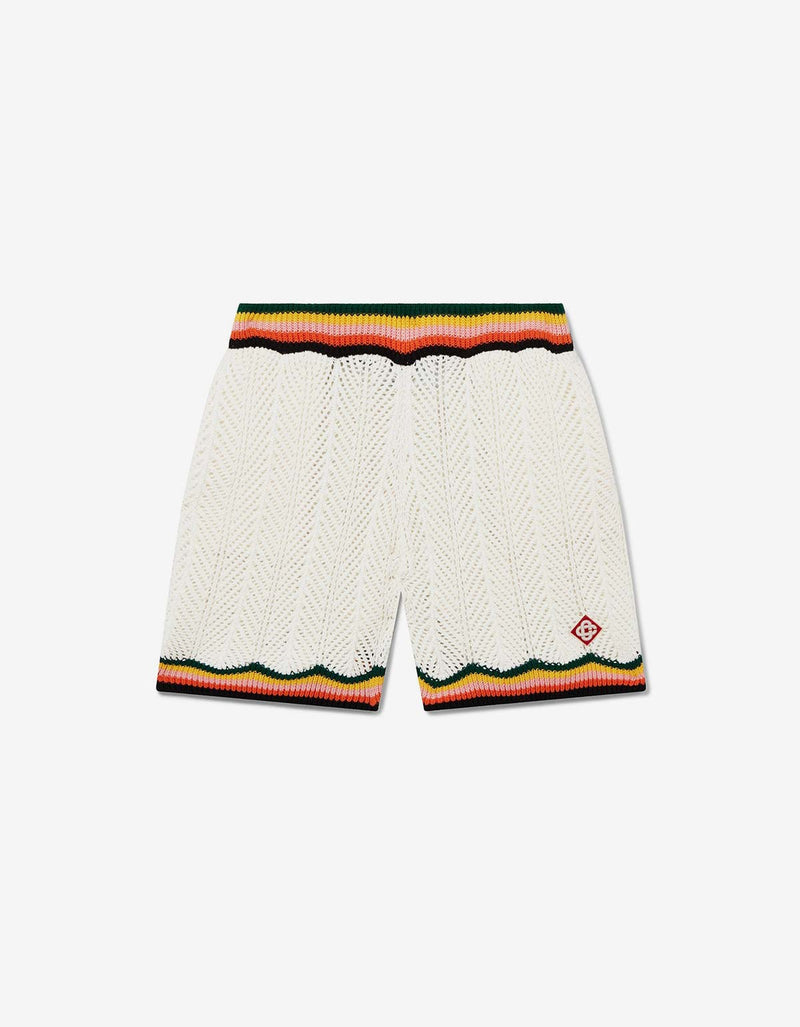 Casablanca White Chevron Lace Shorts