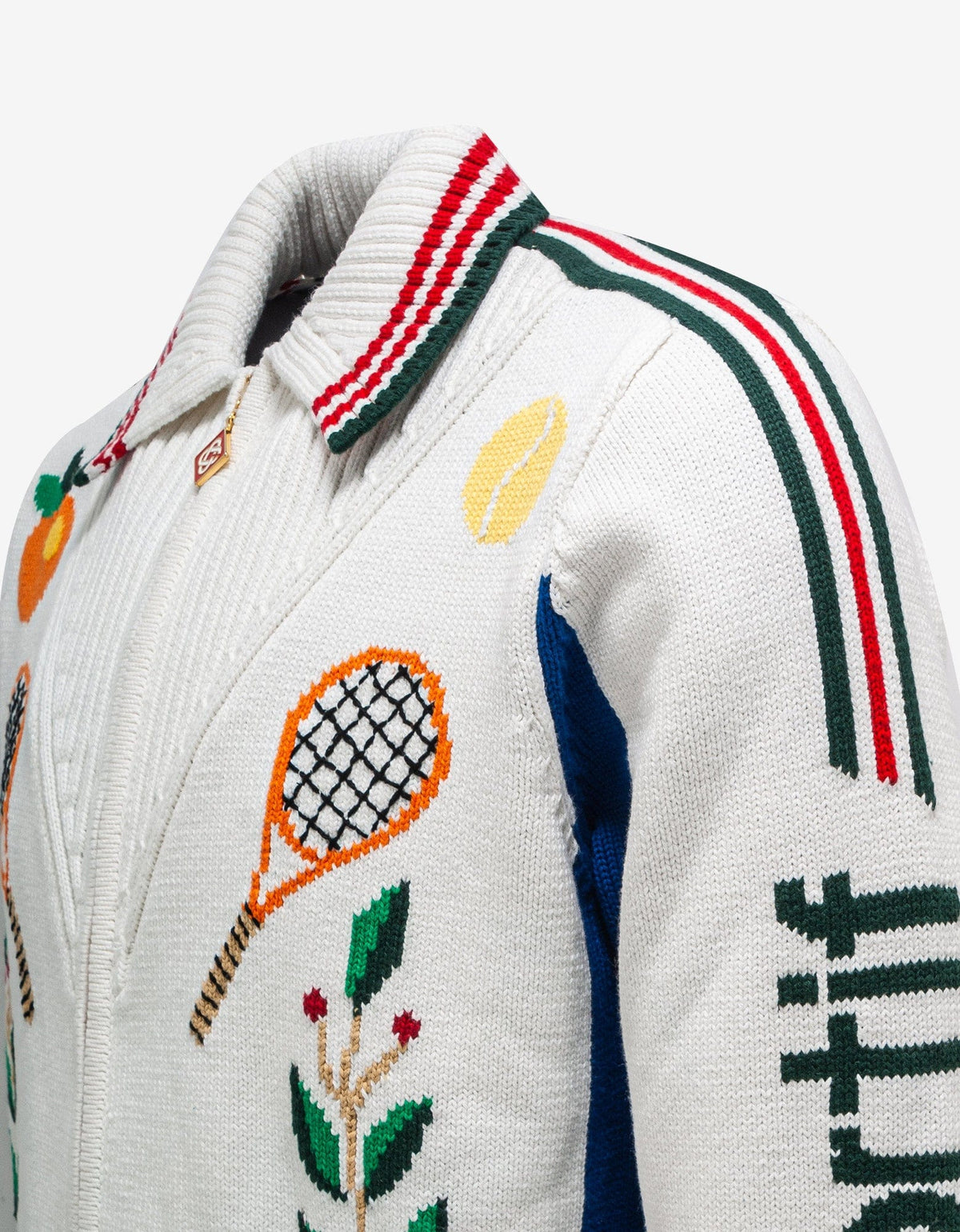 Casablanca White Laurel Intarsia Knit Jacket