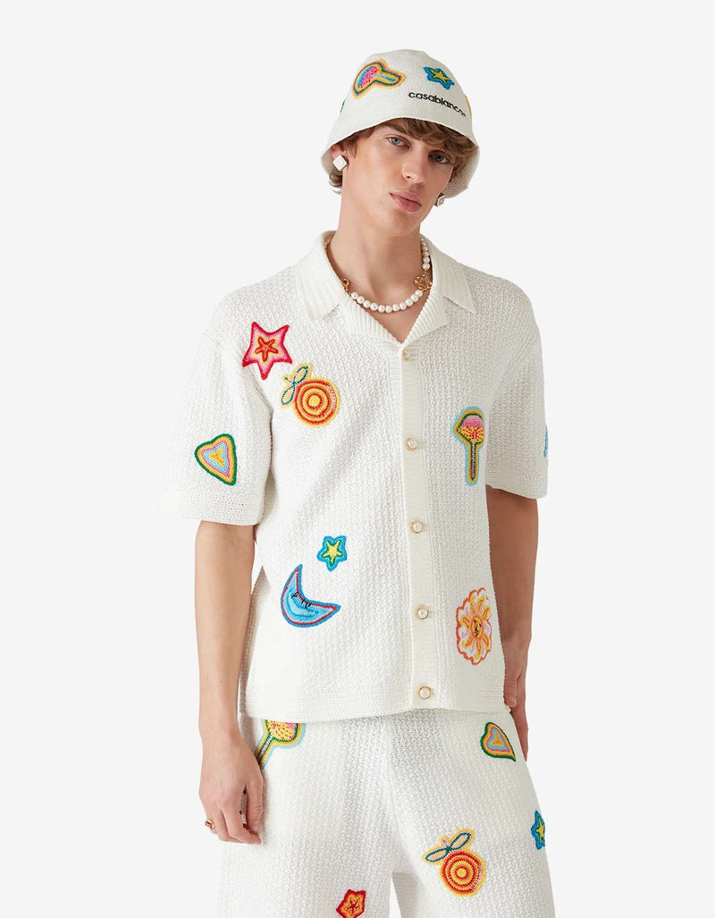 Casablanca White Motif Crochet Shirt