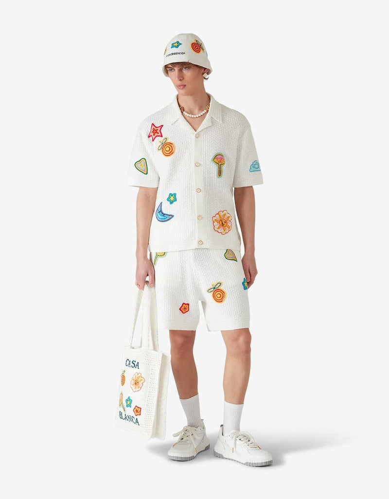 Casablanca White Motif Crochet Shirt
