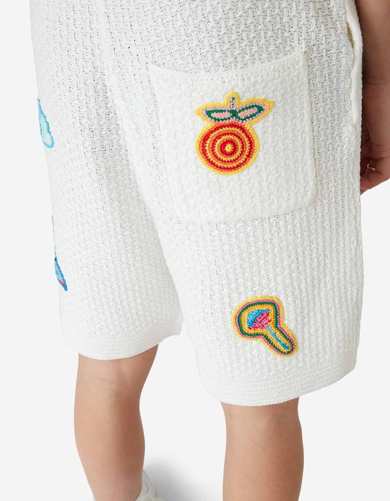 Casablanca White Motif Crochet Shorts