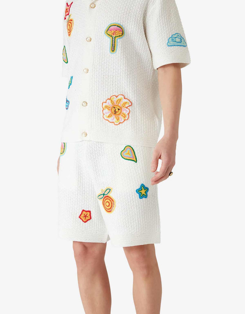 Casablanca White Motif Crochet Shorts