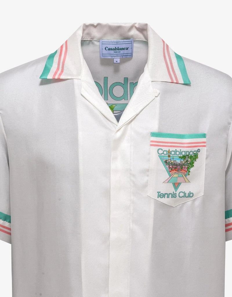Casablanca White Tennis Club Pastelle Camp Shirt