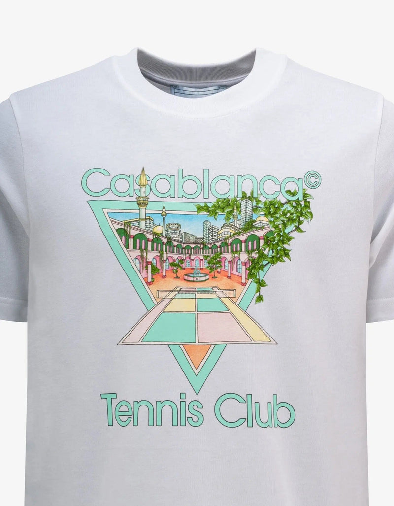 Casablanca White Tennis Club Pastelle Print T-Shirt