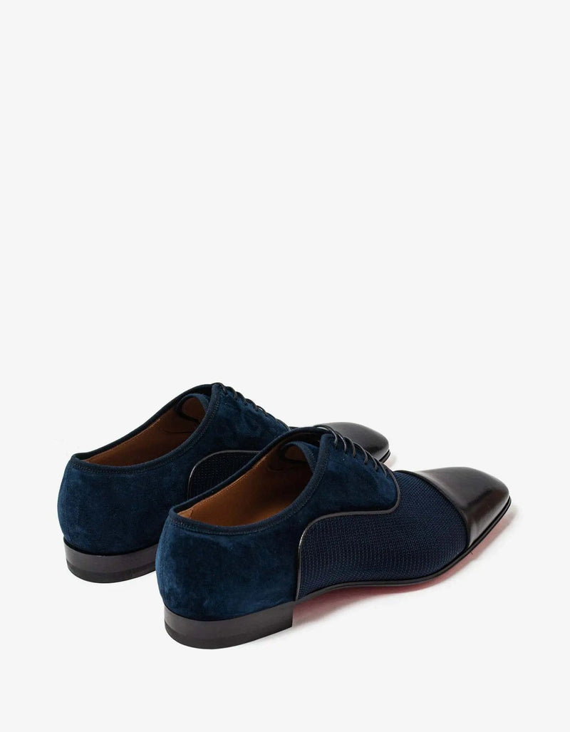 Christian Louboutin Blue & Black Greggo Orlato Flat Oxford Shoes