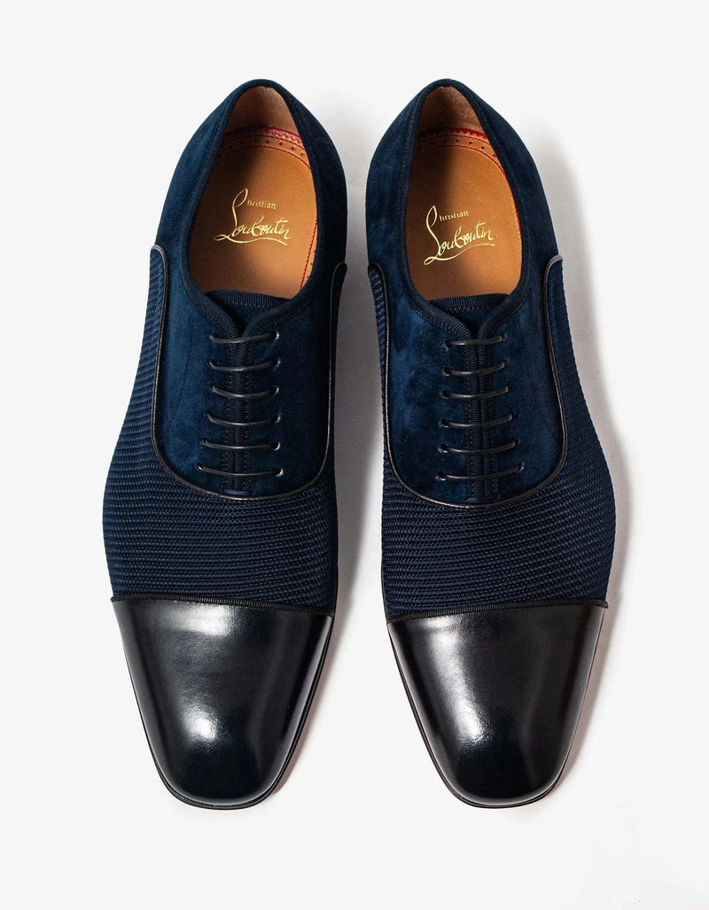 Christian Louboutin Blue & Black Greggo Orlato Flat Oxford Shoes