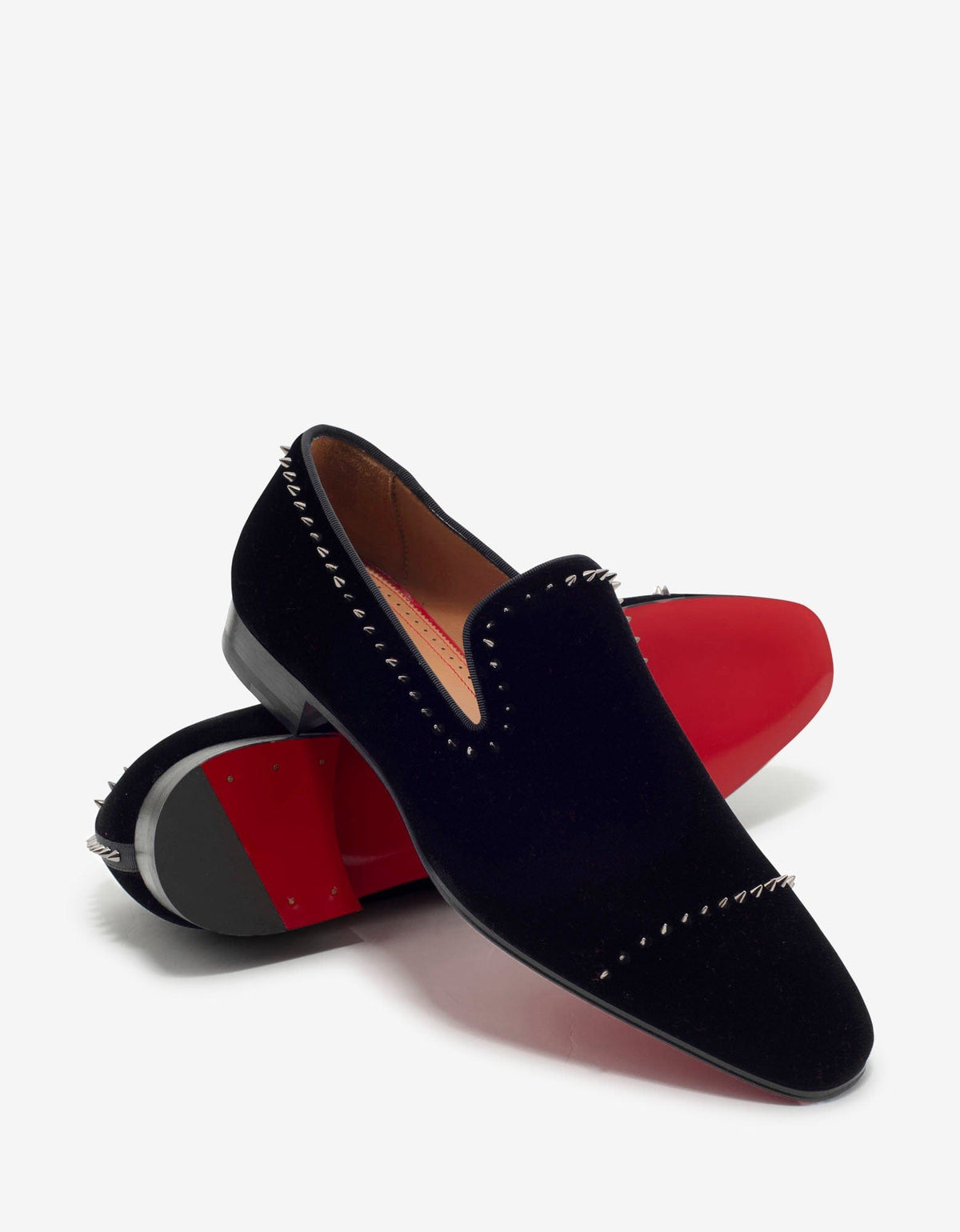 Christian Louboutin Dandeton Black Velvet Stud Loafers