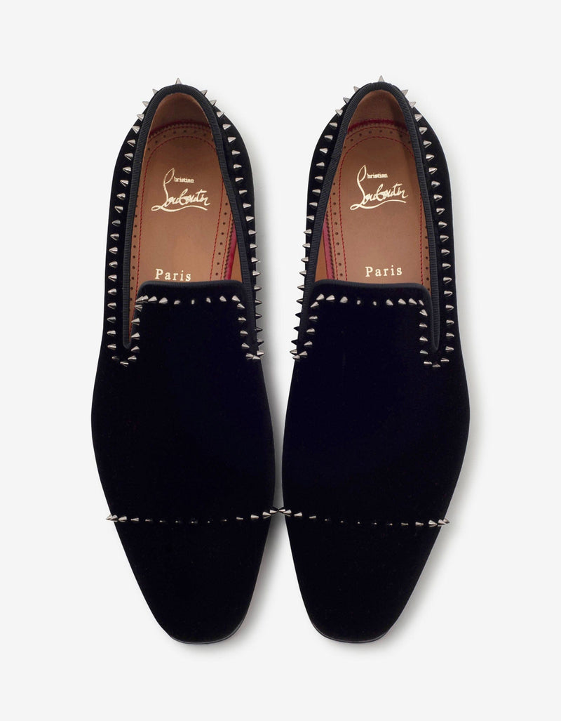 Christian Louboutin Dandeton Black Velvet Stud Loafers