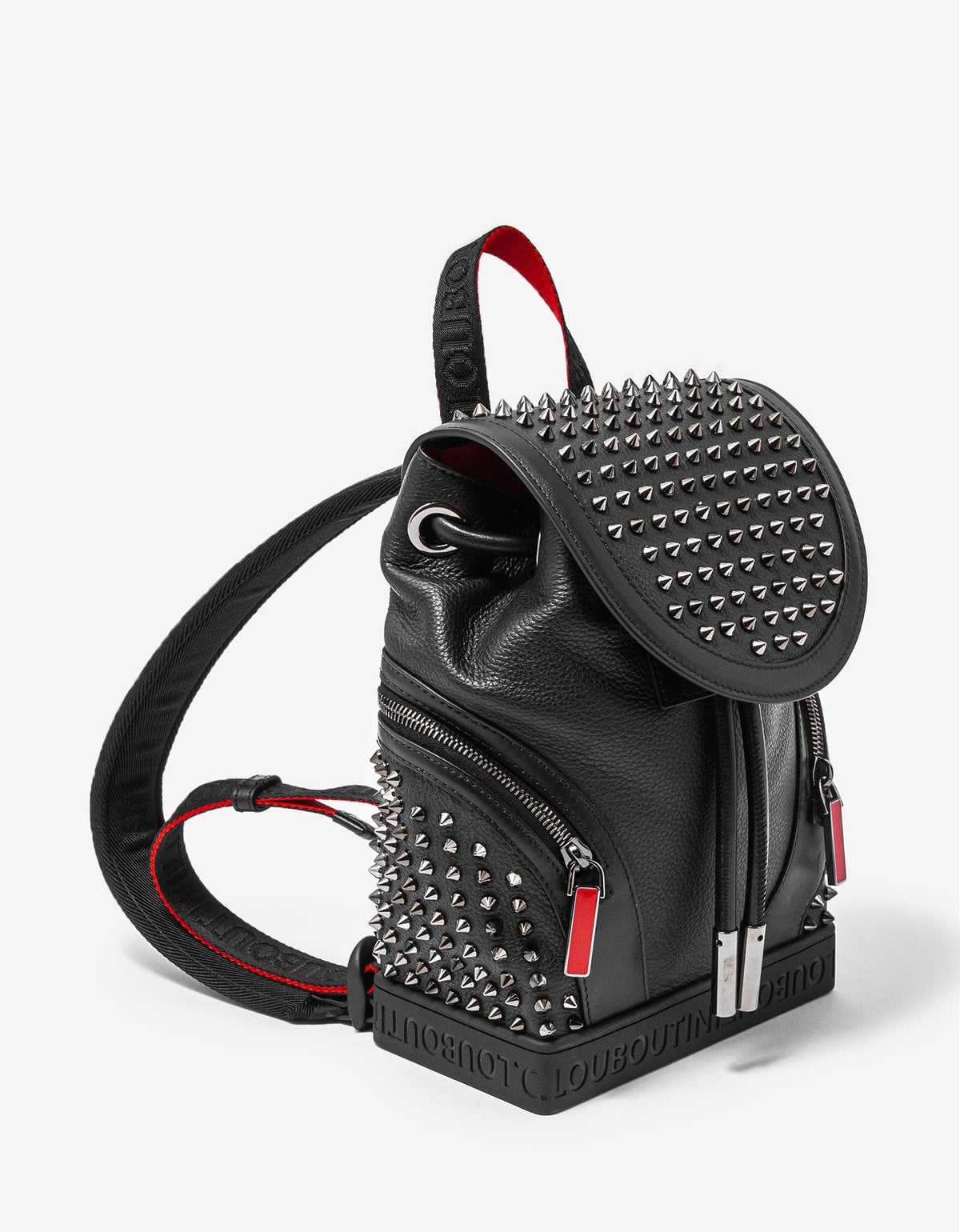 Christian Louboutin Explorafunk Small Black Leather Spikes Backpack
