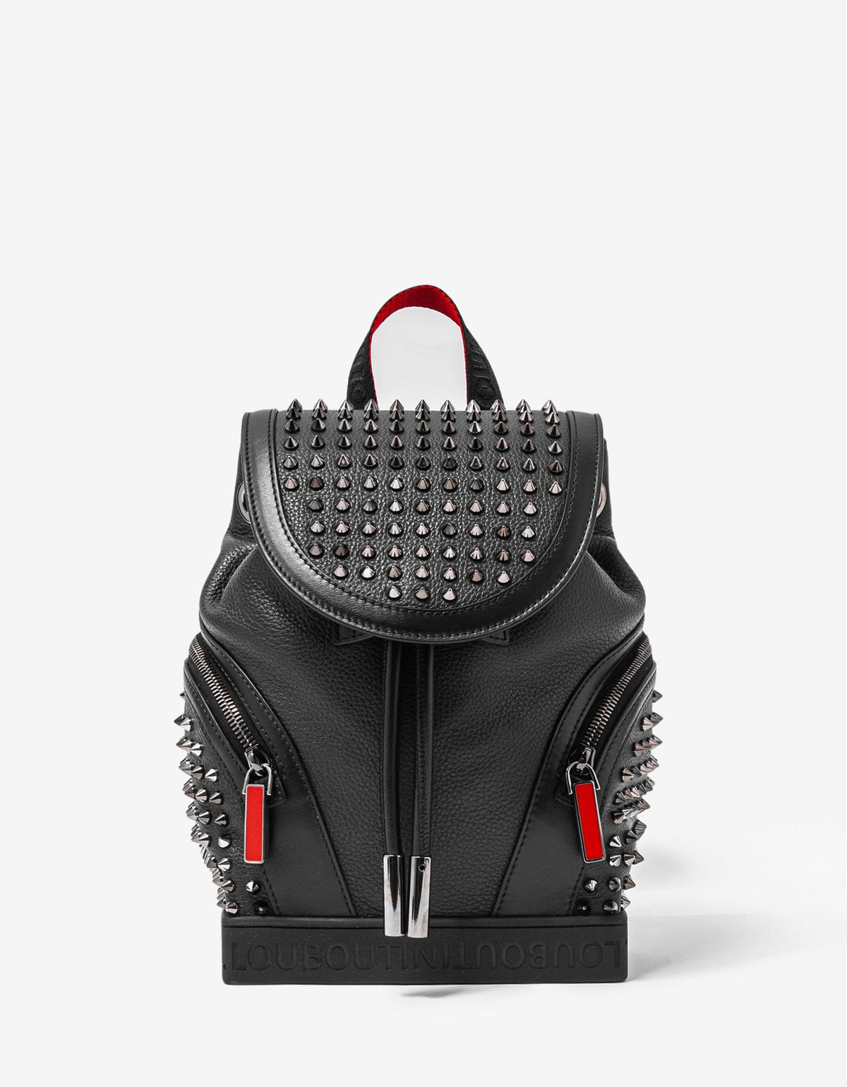 Christian Louboutin Explorafunk Small Black Leather Spikes Backpack