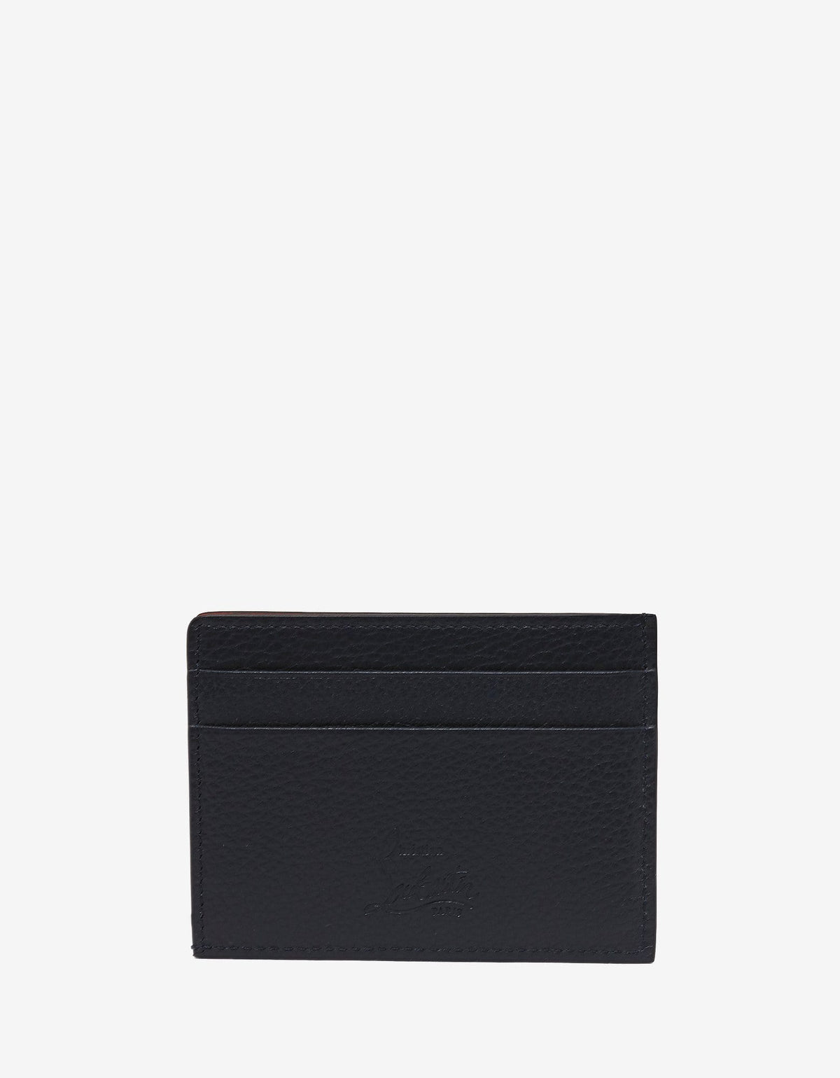 Christian Louboutin Kios Marine Blue Grain Leather Spikes Card Holder
