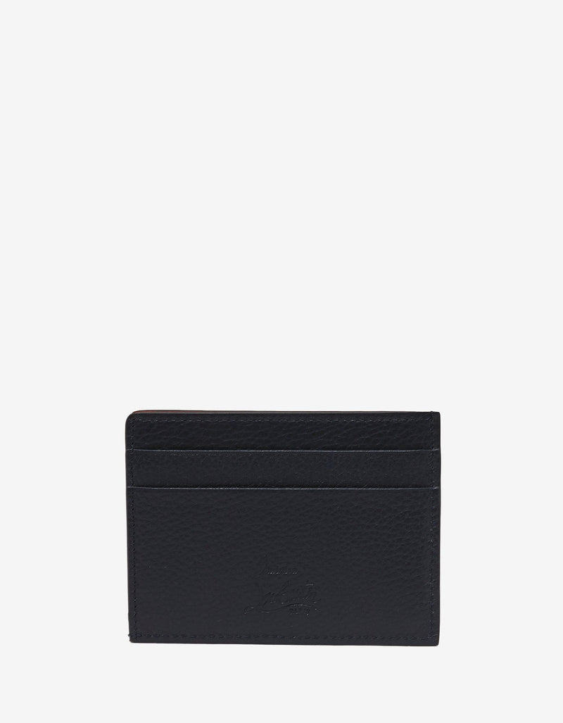 Christian Louboutin Kios Marine Blue Grain Leather Spikes Card Holder