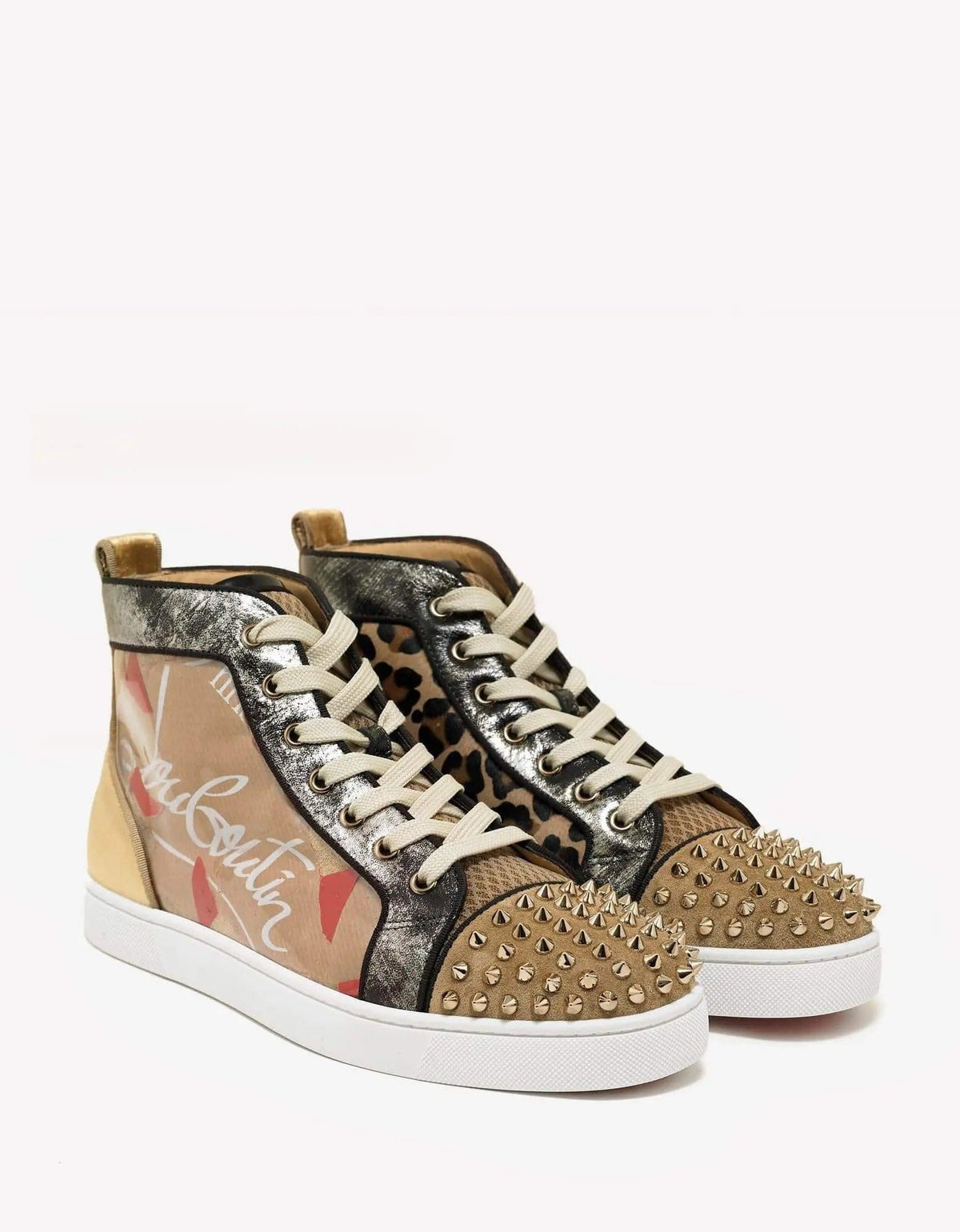 Lou Spikes Loubi Kraft Flat High Top Trainers
