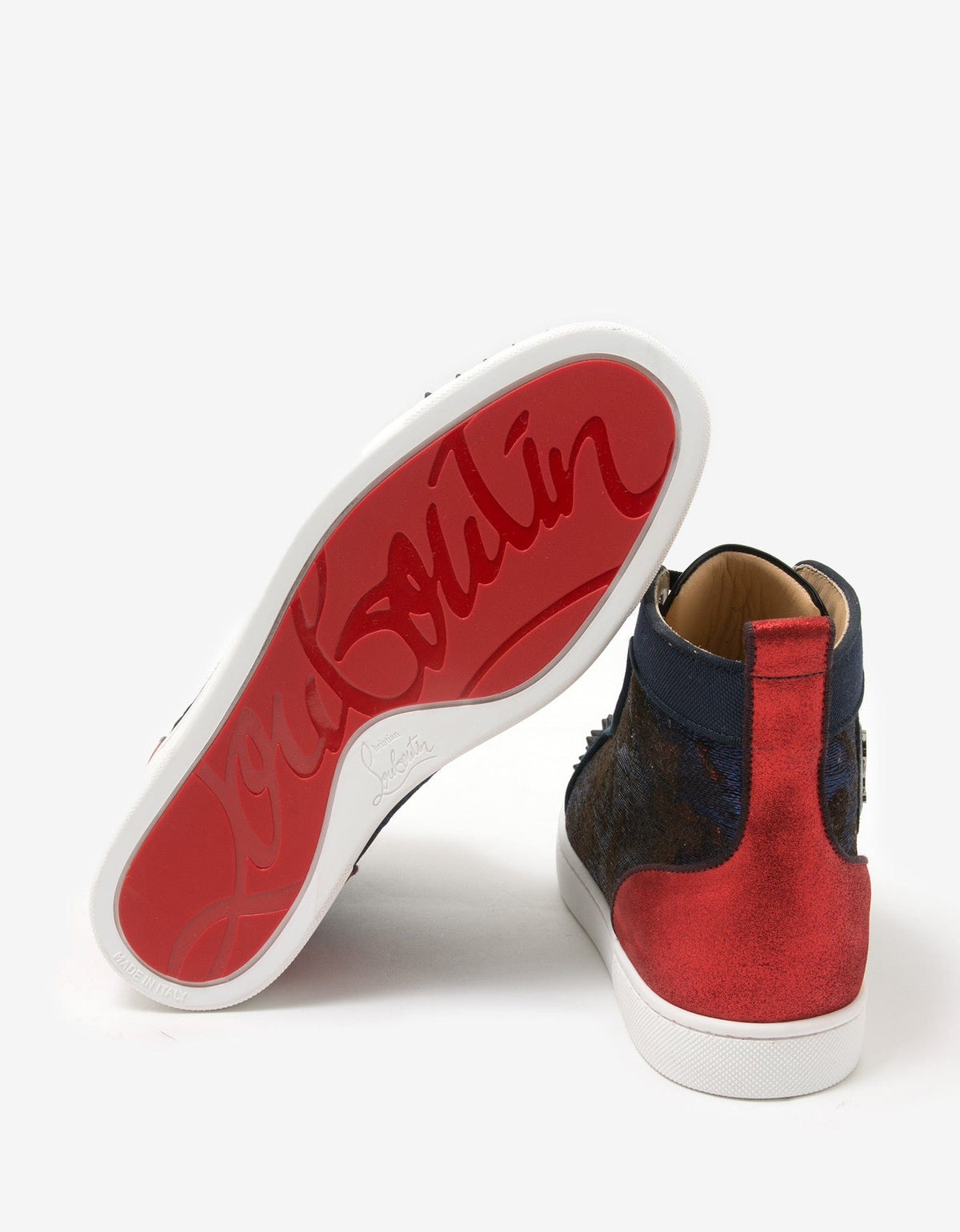 Christian Louboutin Lou Spikes Orlato Multi-Panelled High Top Trainers