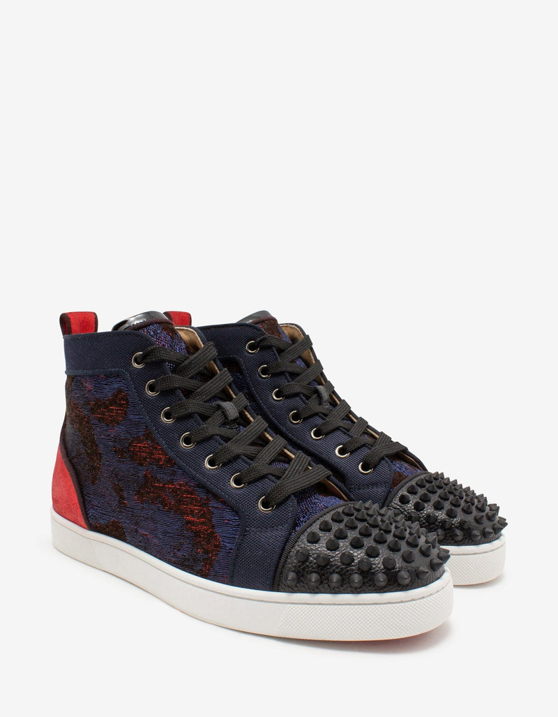 Christian Louboutin Lou Spikes Orlato Multi-Panelled High Top Trainers