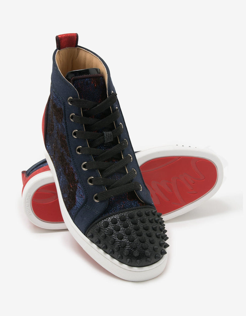 Christian Louboutin Lou Spikes Orlato Multi-Panelled High Top Trainers