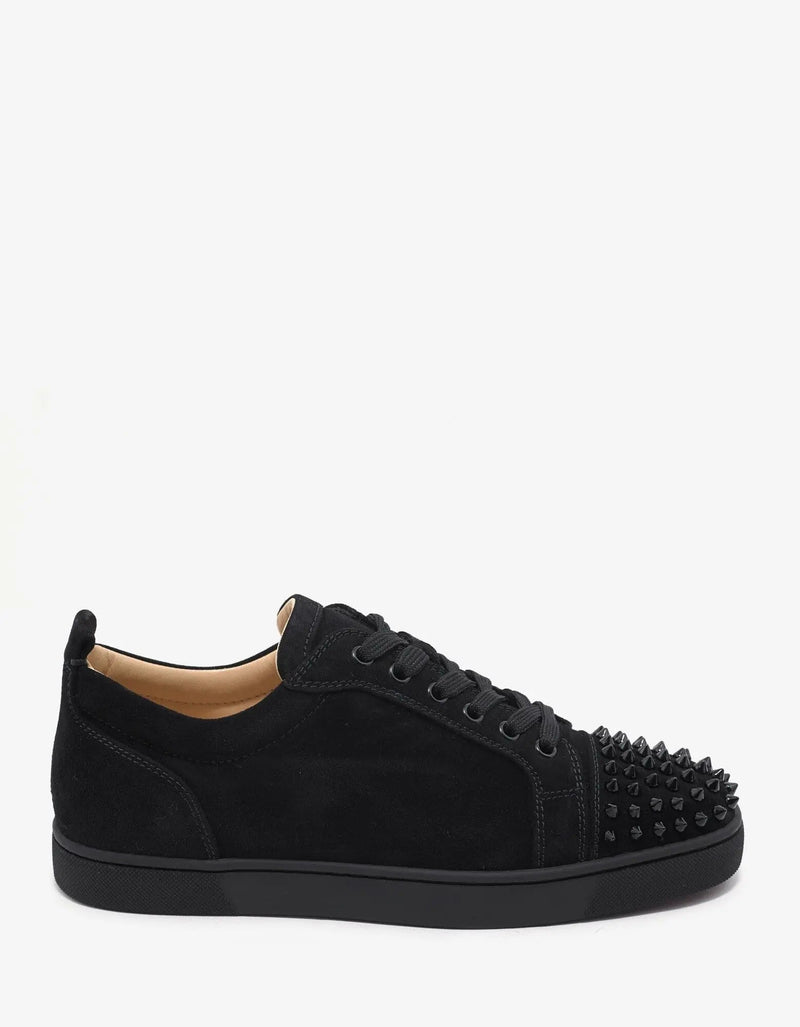 Christian Louboutin Louis Junior Spikes Flat Black Suede Trainers Zoo Fashions