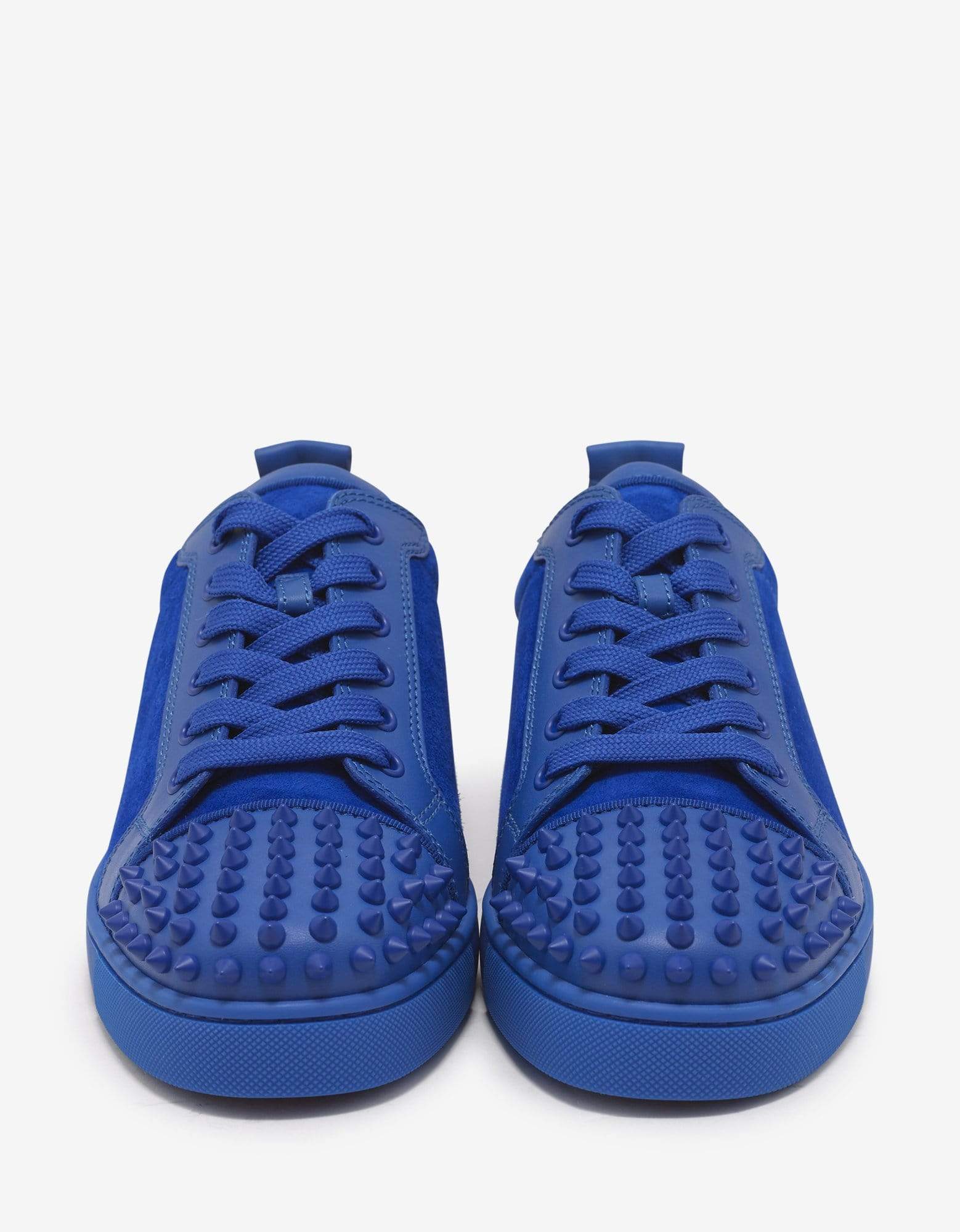 Christian Louboutin Louis Junior Spikes Flat Blue Calf & Suede