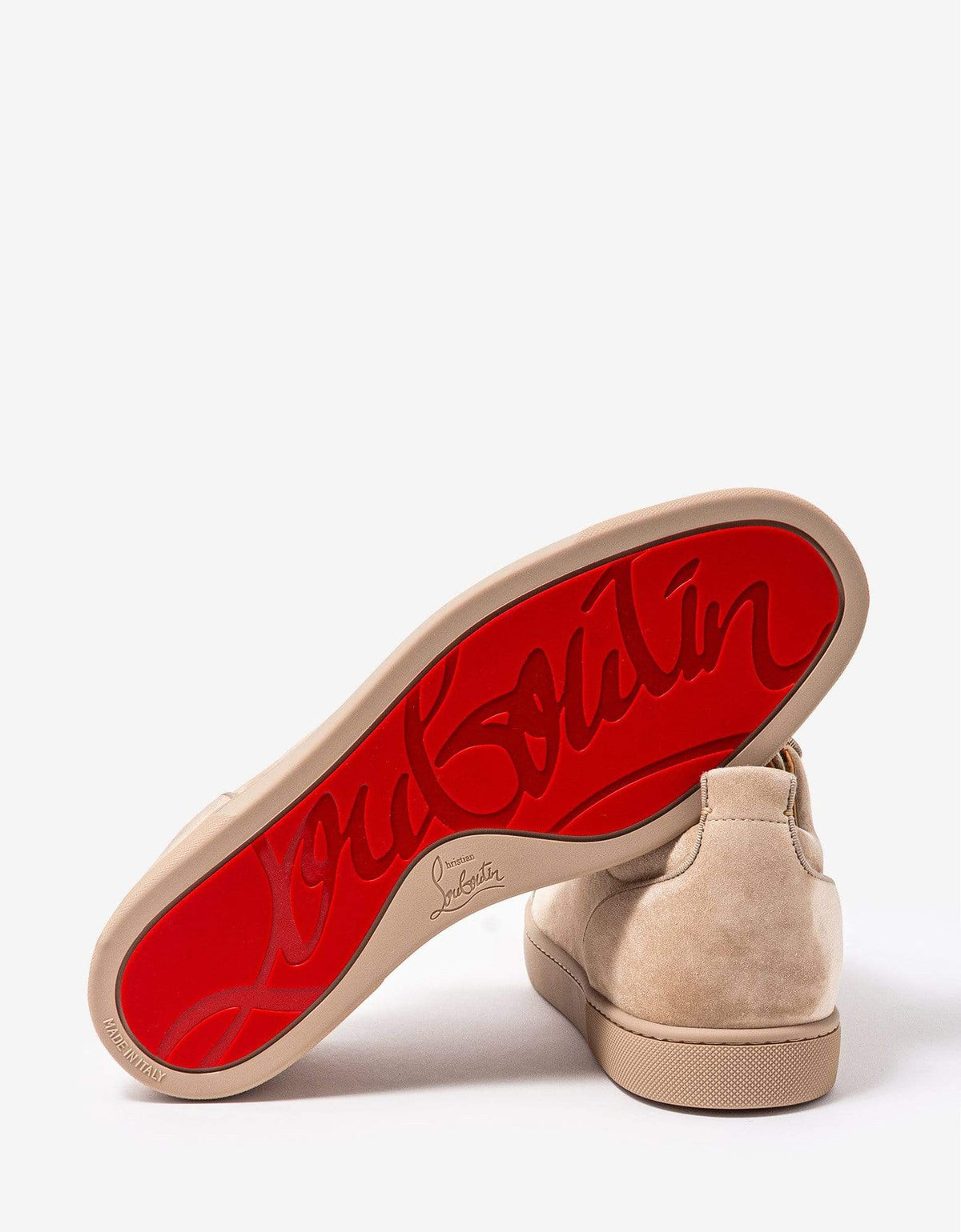 Christian Louboutin Louis Junior Spikes Orlato Beige Suede Trainers