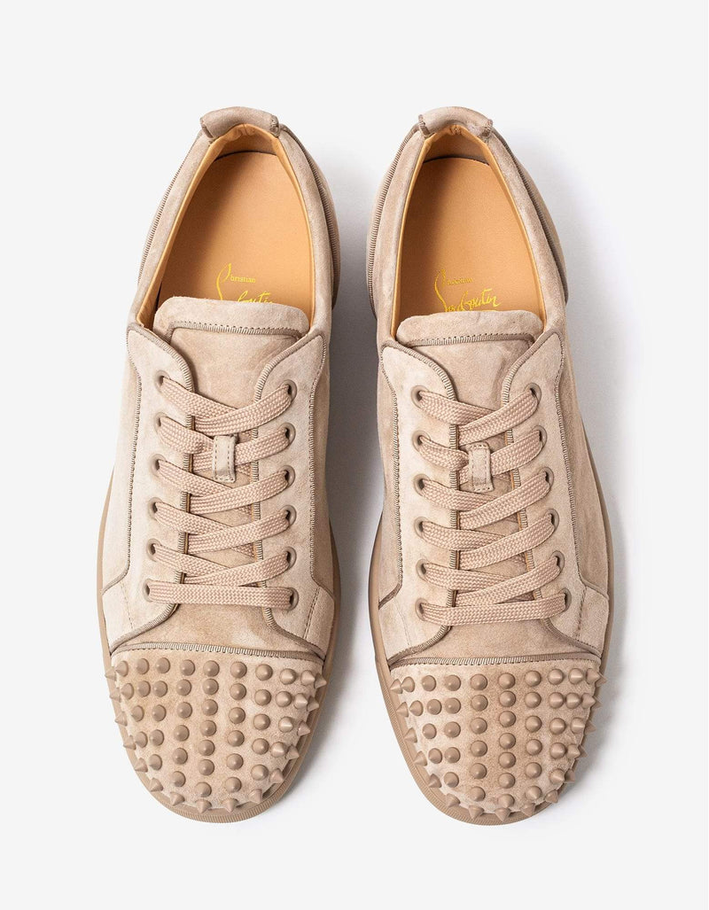 Christian Louboutin Louis Junior Spikes Orlato Beige Suede Trainers